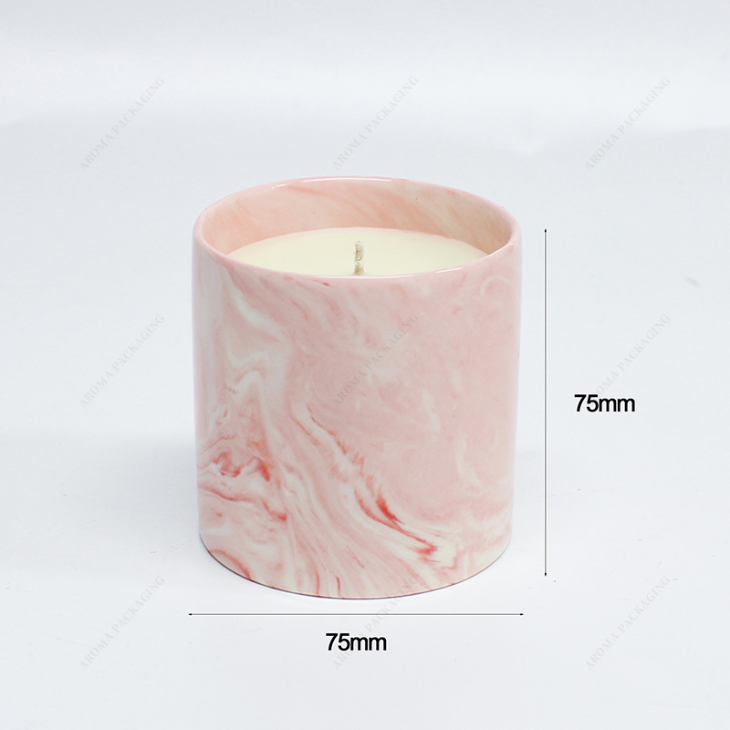 Round pink ceramic candle jar for candle